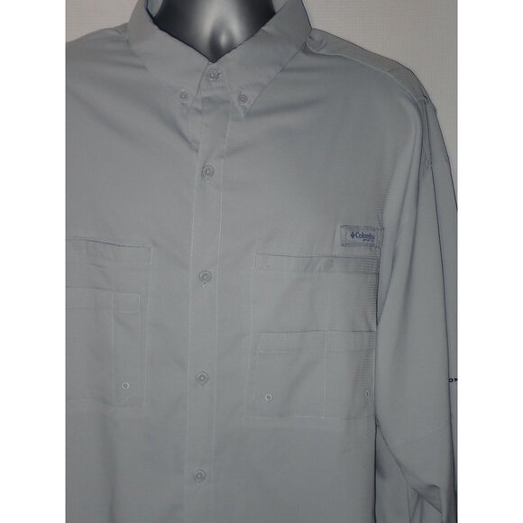 Columbia Men's PFG Long Sleeve Shirt XXL Light‎ Grey Fishing Outdoor Casual - Picture 2 of 6